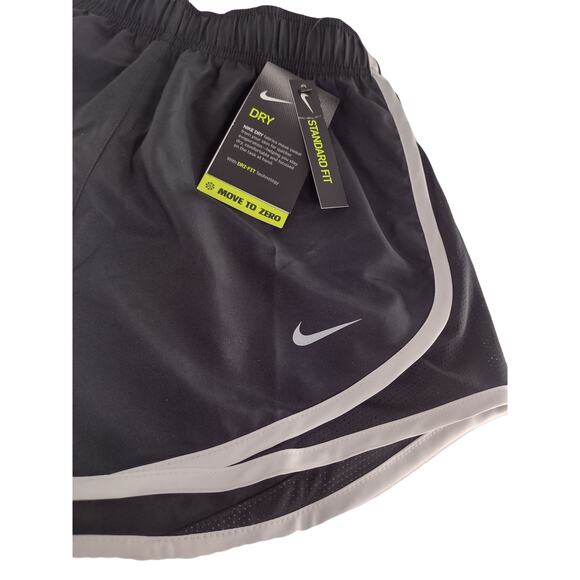 Nike Womens Dri-Fit Running Shorts Black & White Mesh Sides Liner New Sz L - Picture 6 of 8